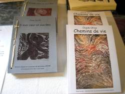 Les deux recueils de poèmes de Claude Ollive illustré par des reproductions de mes gravures
